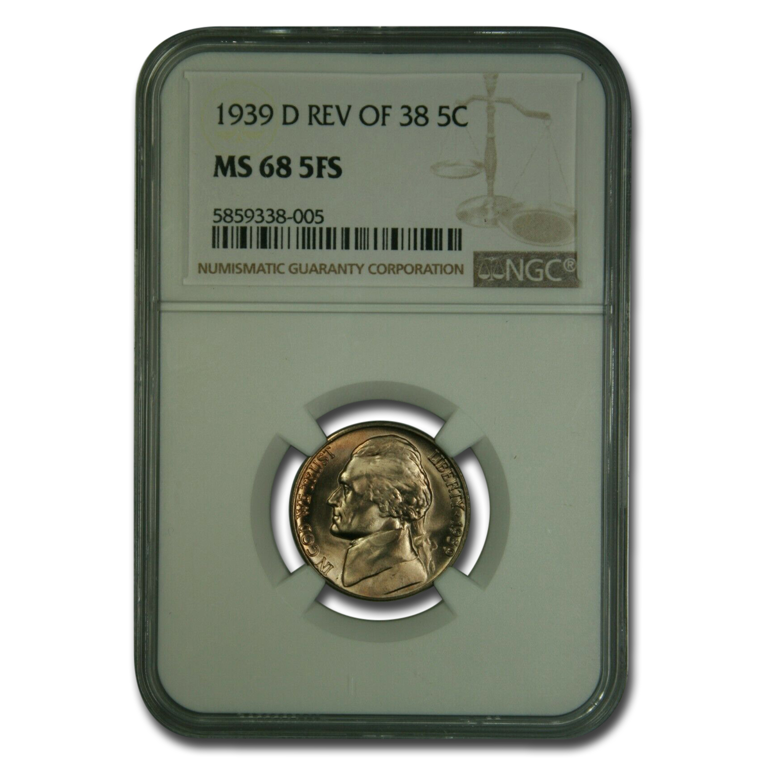 Buy 1939-D Jefferson Nickel MS-68 NGC (FS, Rev of 38)