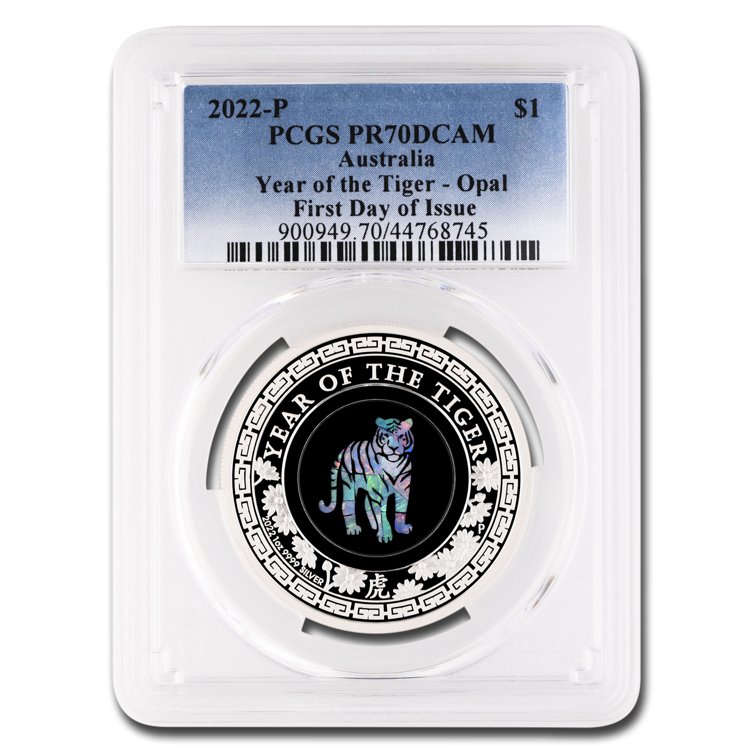 Buy 2022 Australia 1 oz Silver Opal Lunar Tiger PR-70 DCAM PCGS (FDI)