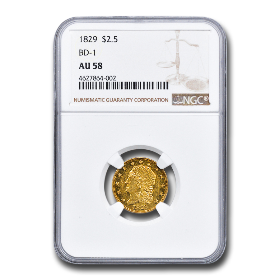 Buy 1829 $2.50 Capped Bust Gold Quarter Eagle AU-58 NGC (BD-1)