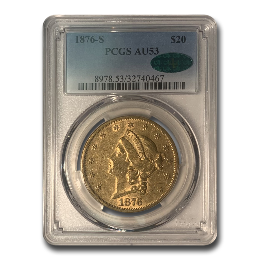 Buy 1876-S $20 Liberty Gold Double Eagle AU-53 PCGS CAC