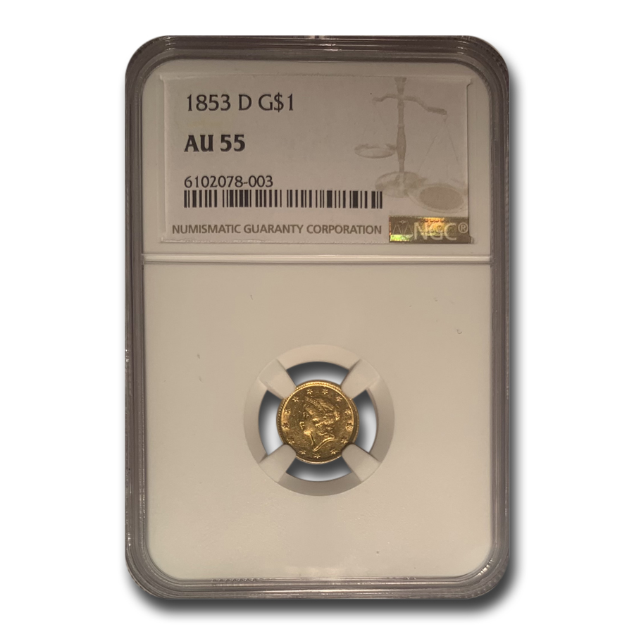 Buy 1853-D $1 Liberty Head Gold AU-55 NGC - Click Image to Close