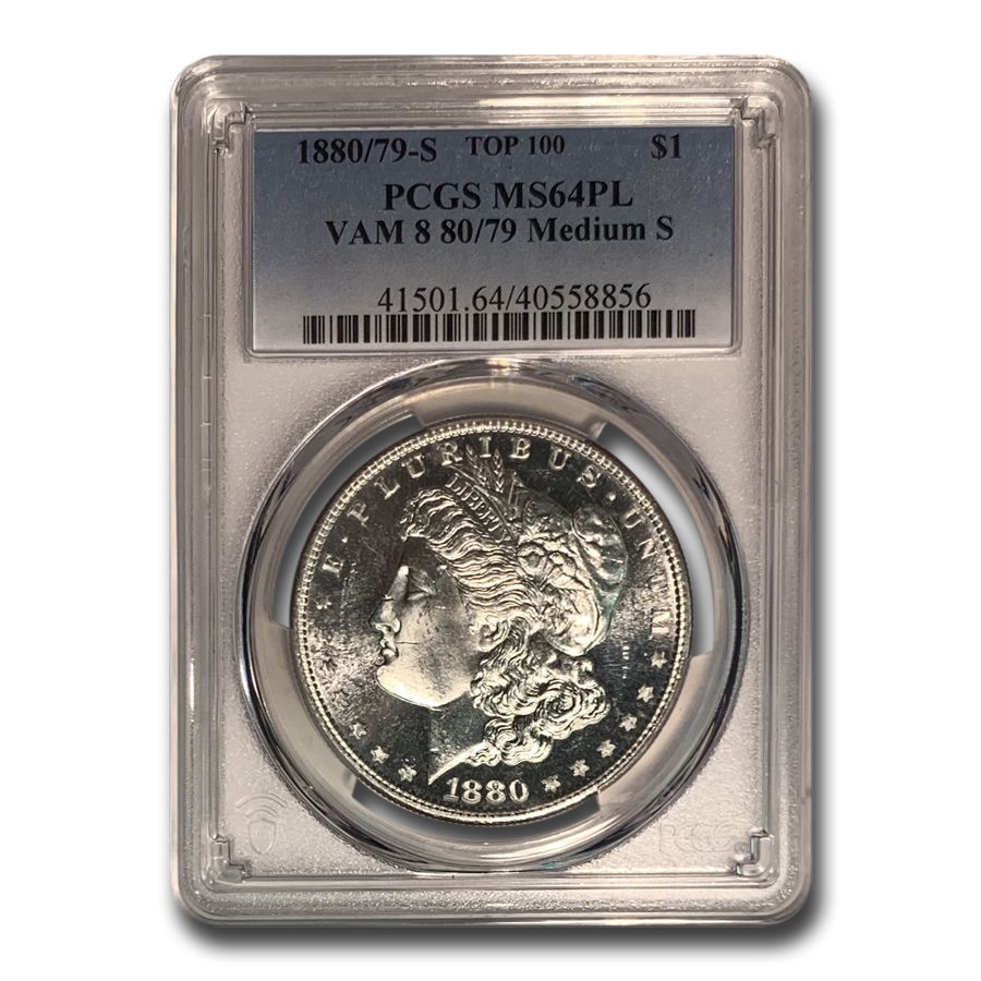 Buy 1880/79-S Morgan Dollar MS-64 PCGS (PL, VAM-8 Medium S, Top-100)