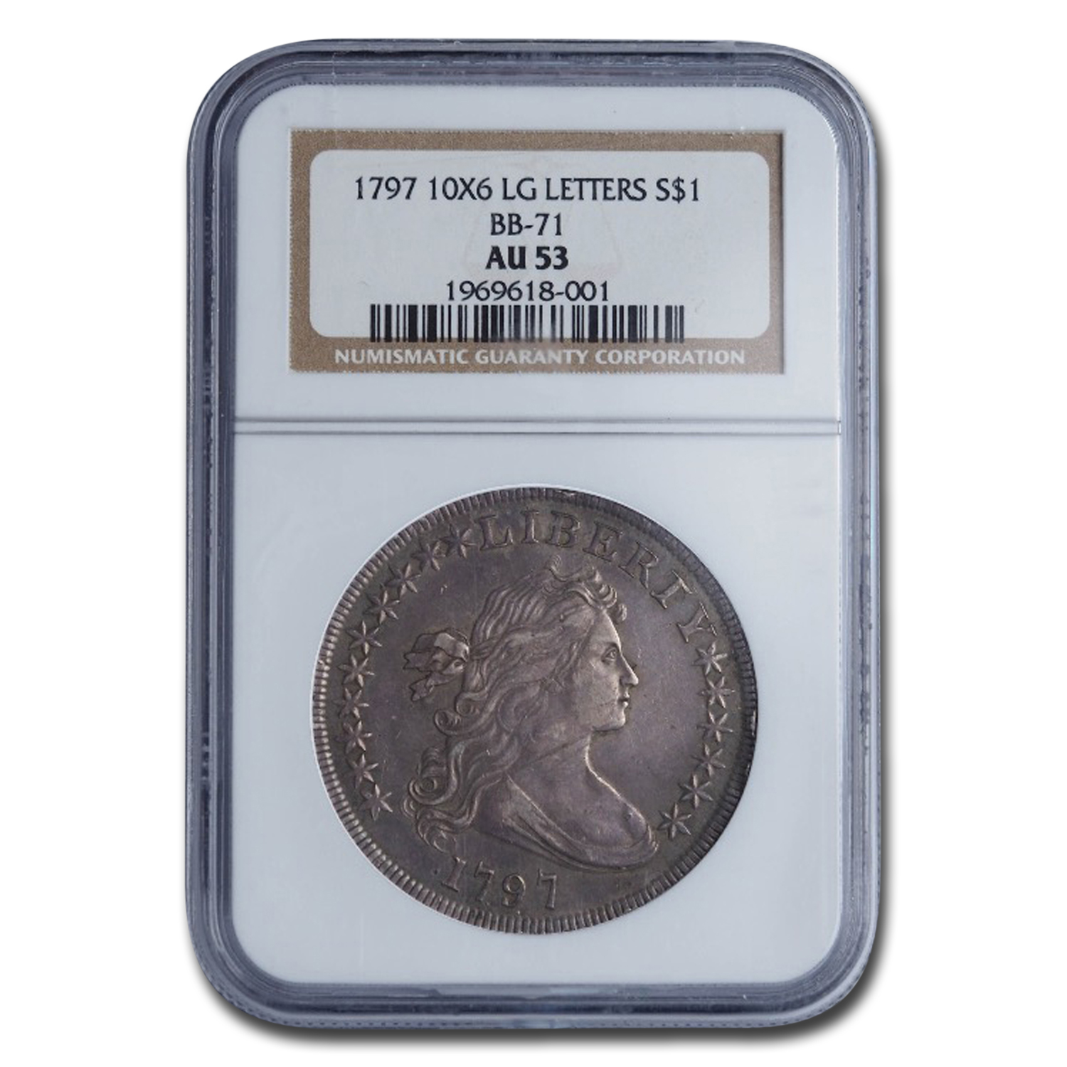 Buy 1797 Draped Bust Dollar AU-53 NGC (10x6 Lg Letters, BB-71)