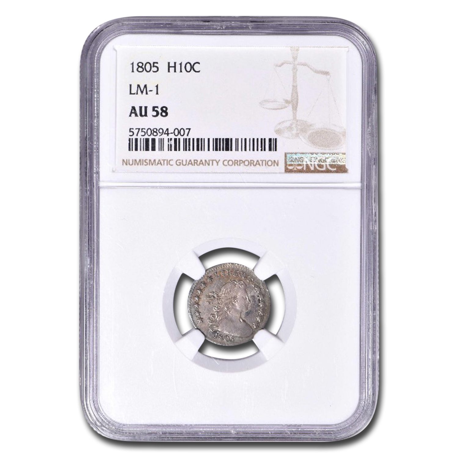 Buy 1805 Draped Bust Half Dime AU-58 NGC (LM-1) - Click Image to Close