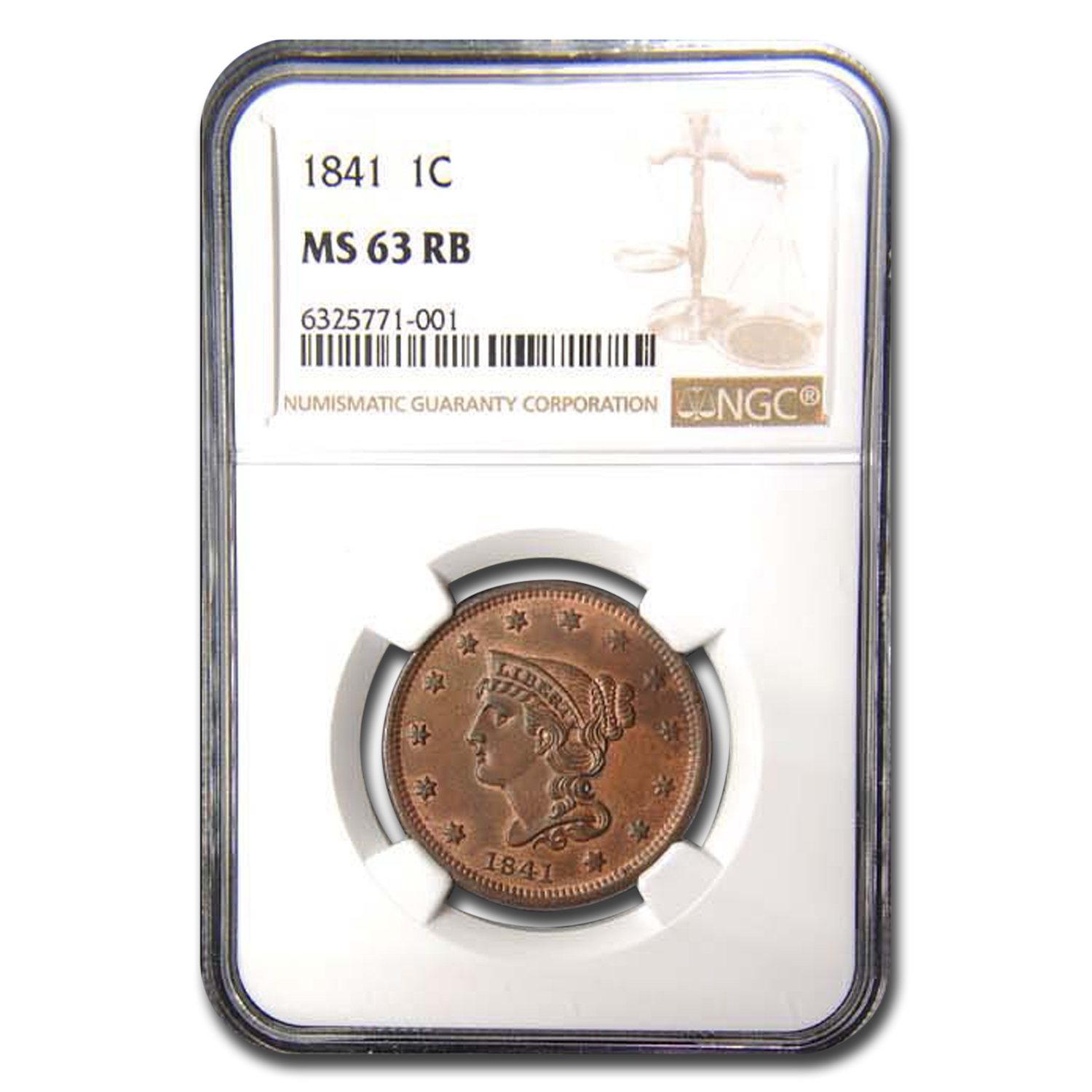 Buy 1841 Large Cent MS-63 NGC (Red/Brown)