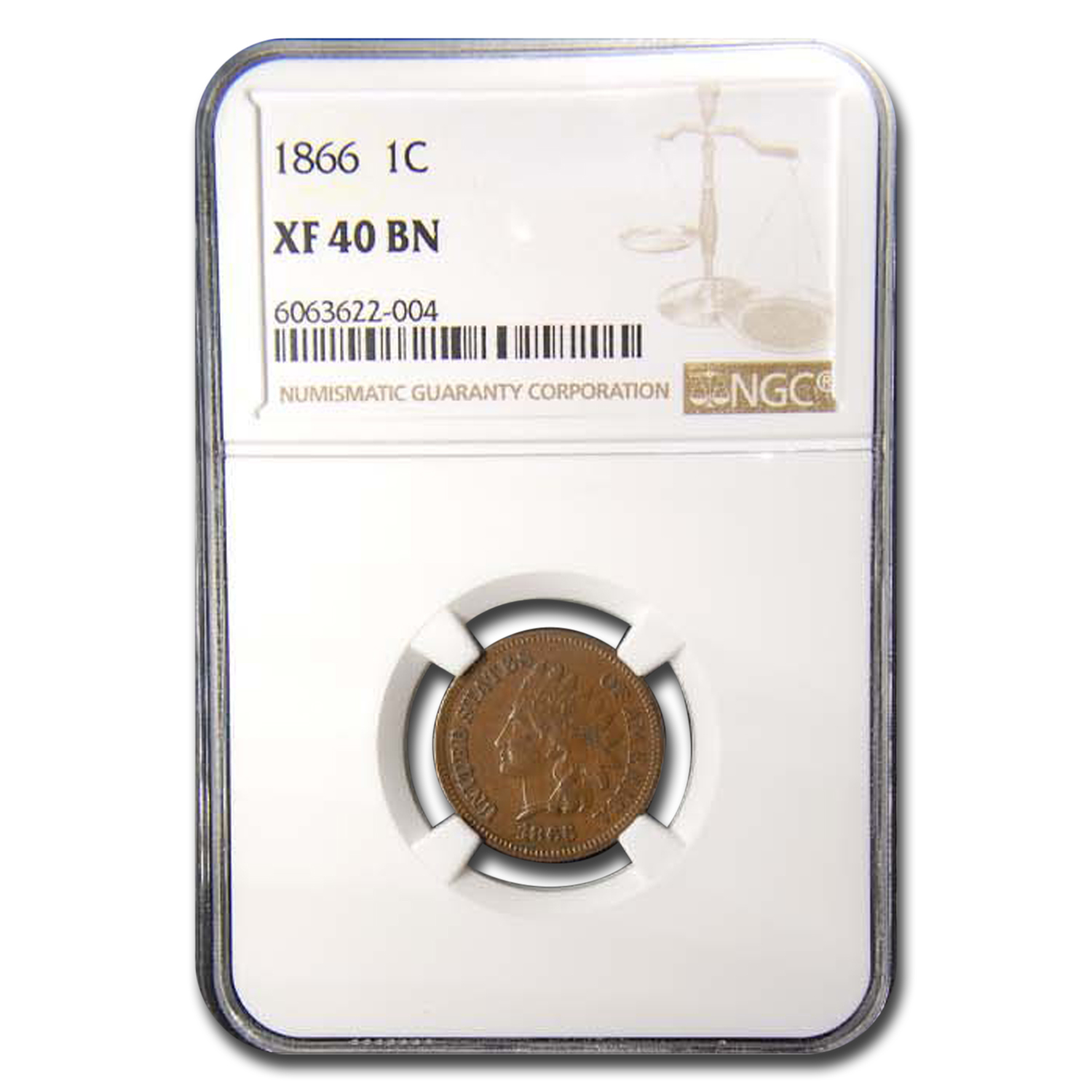 Buy 1866 Indian Head Cent XF-40 NGC (Brown)