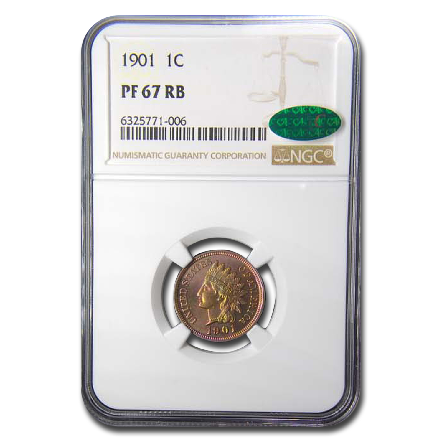 Buy 1901 Indian Head Cent PR-67 NGC CAC (Red/Brown)