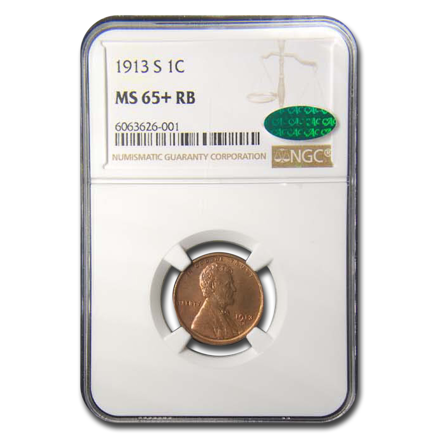 Buy 1913-S Lincoln Cent MS-65+ NGC CAC (Red/Brown)