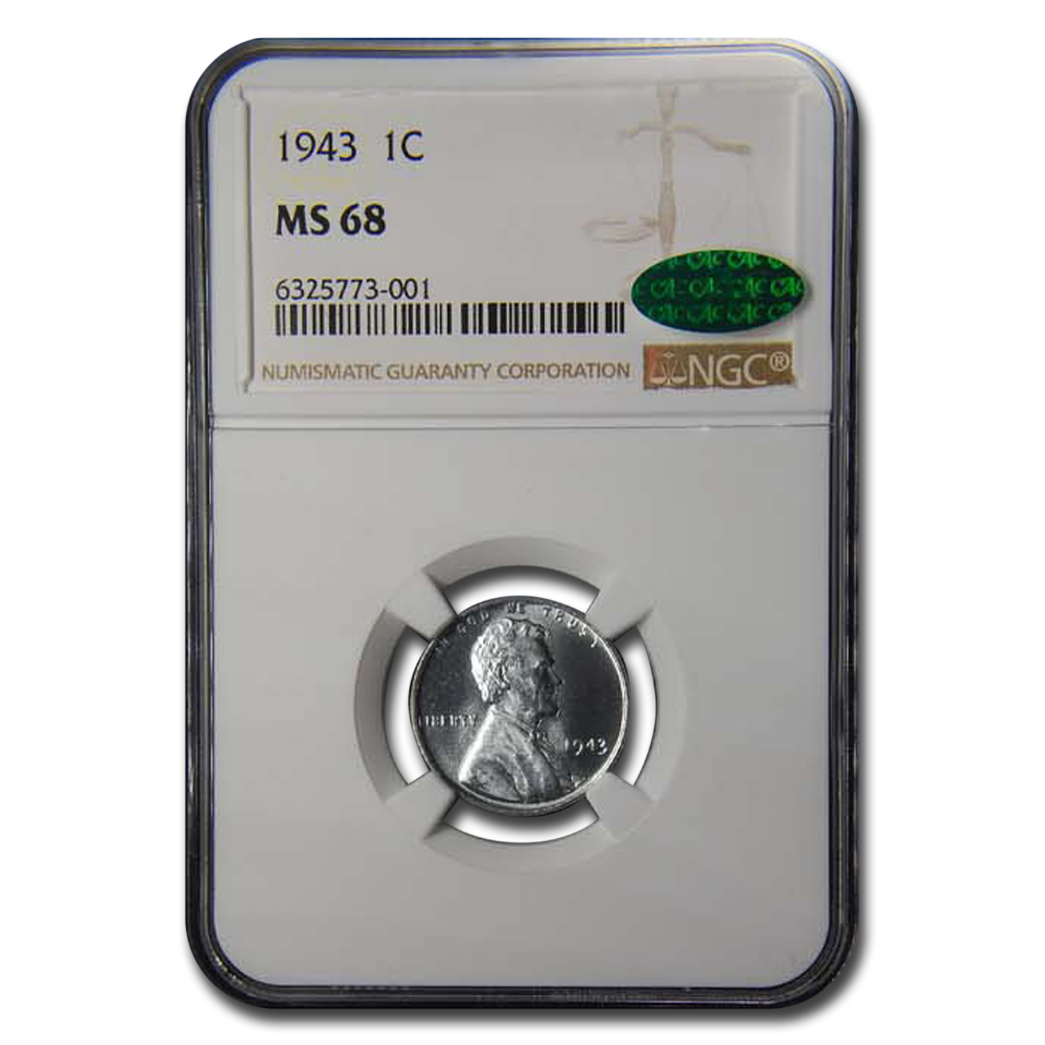 Buy 1943 Lincoln Cent Doubled Die Obverse MS-68 NGC CAC