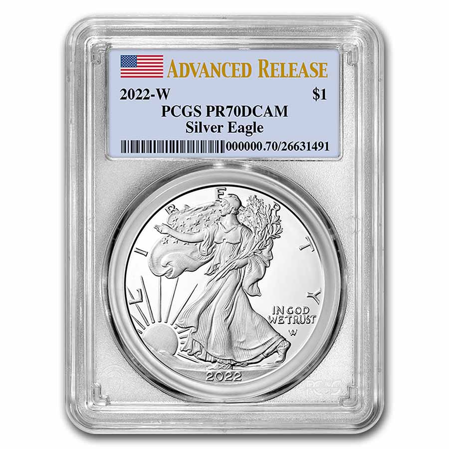 2022-W 1 oz Proof Silver Eagle PR-70 PCGS (Advanced Release) - Click Image to Close