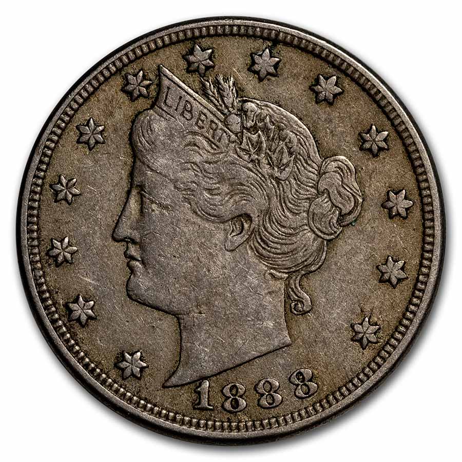 1888 Liberty Head V Nickel Choice VF