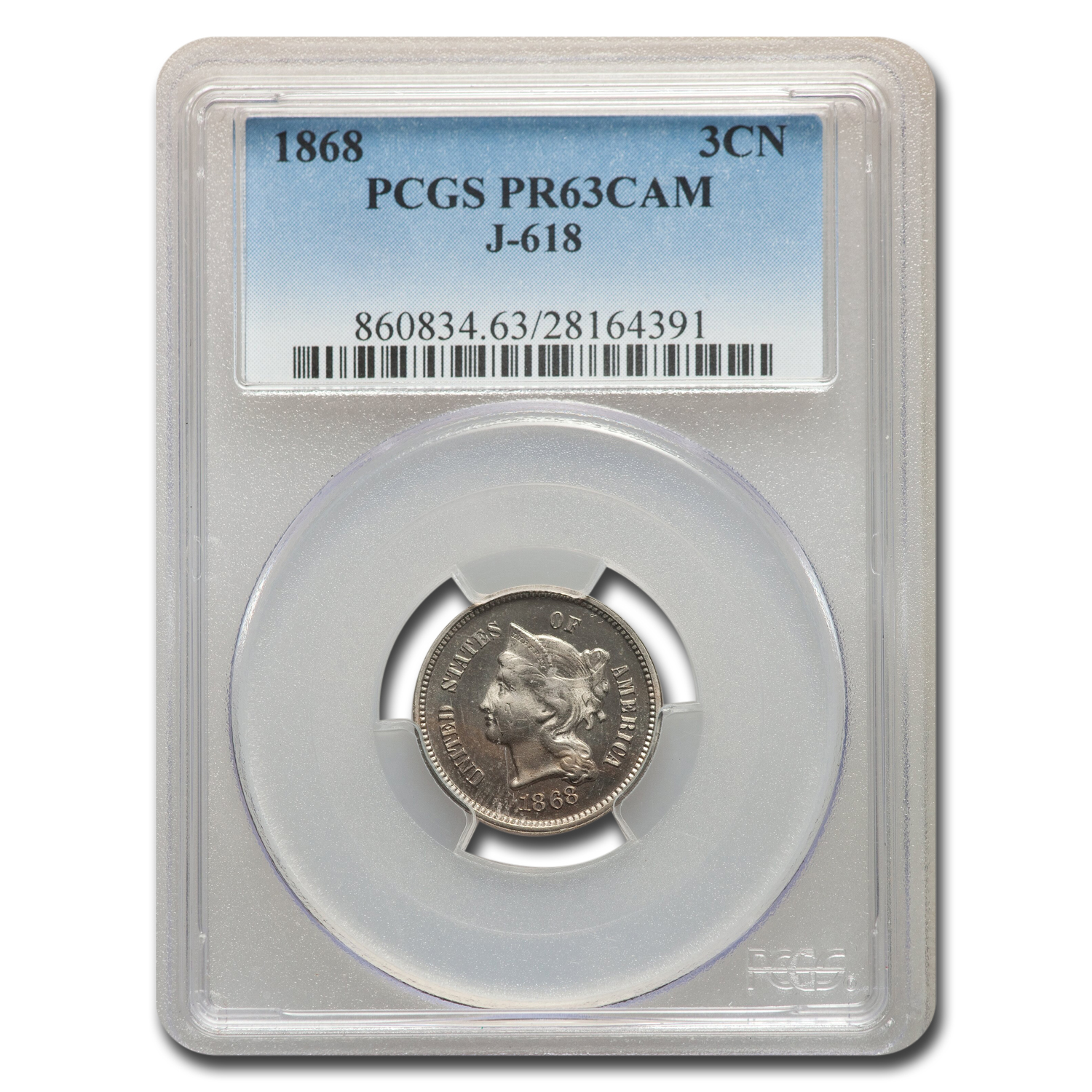 Buy 1868 Three Cent Nickel Pattern PR-63 Cameo PCGS (J-618)