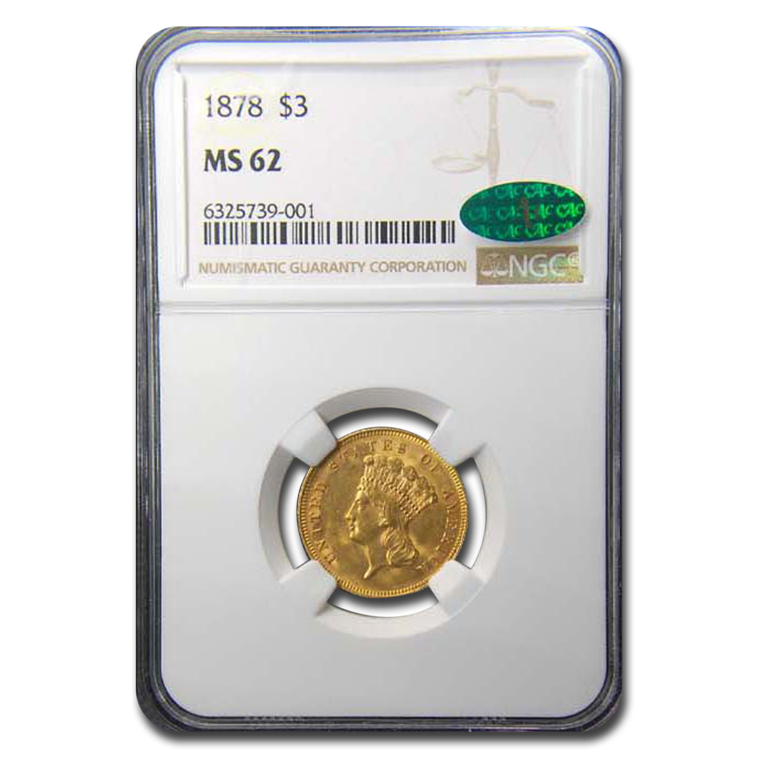 Buy 1878 $3 Gold Princess MS-62 NGC CAC - Click Image to Close