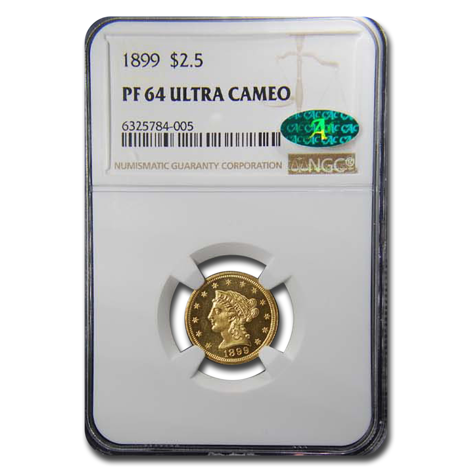 Buy 1899 $2.50 Liberty Gold Quarter Eagle PF-64 UCAM NGC CAC - Click Image to Close