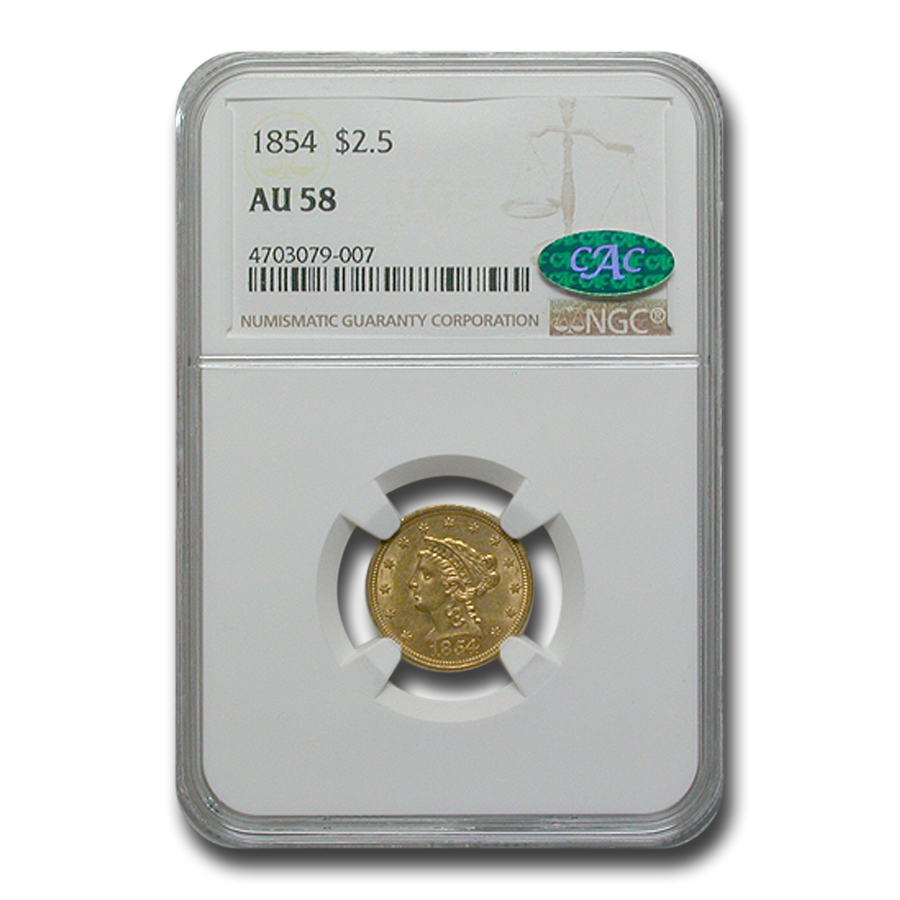 Buy 1854 $2.50 Liberty Gold Quarter Eagle AU-58 NGC CAC - Click Image to Close