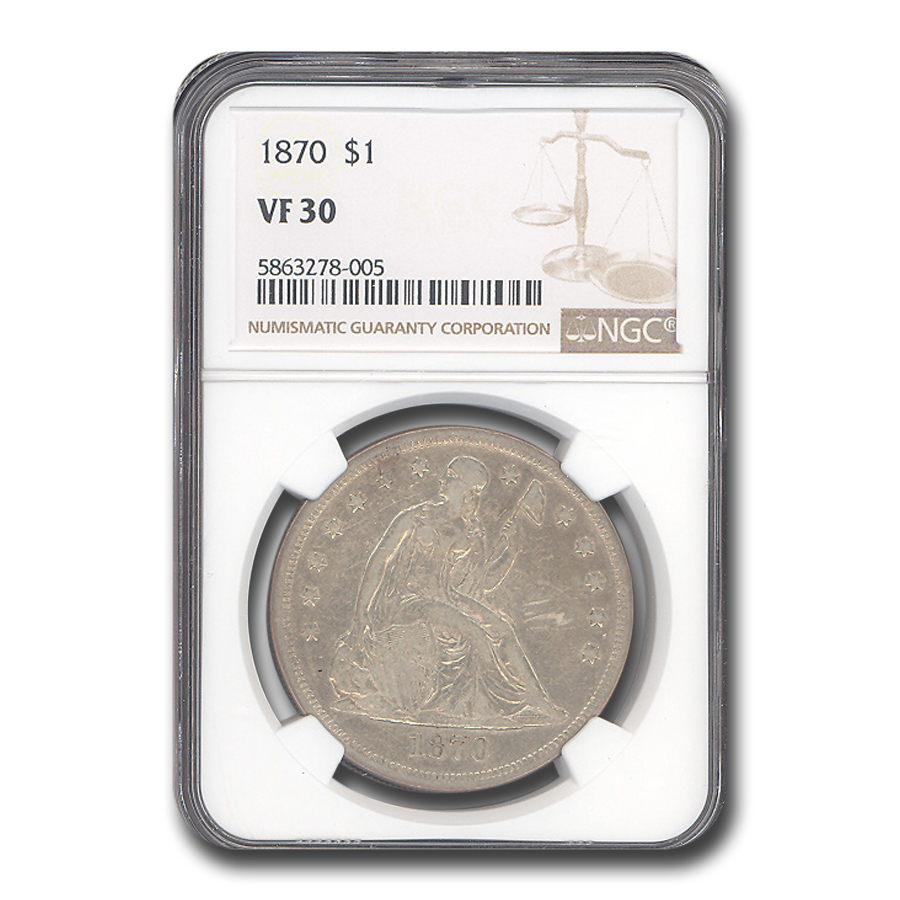 Buy 1870 Liberty Seated Dollar VF-30 NGC