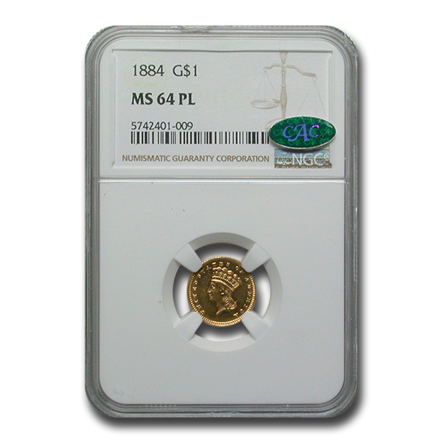 Buy 1884 $1 Indian Head Gold MS-64 NGC CAC (PL)
