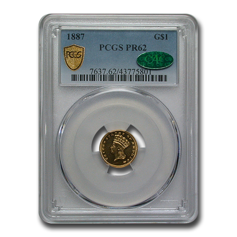 Buy 1887 $1 Indian Head Gold PR-62 PCGS CAC