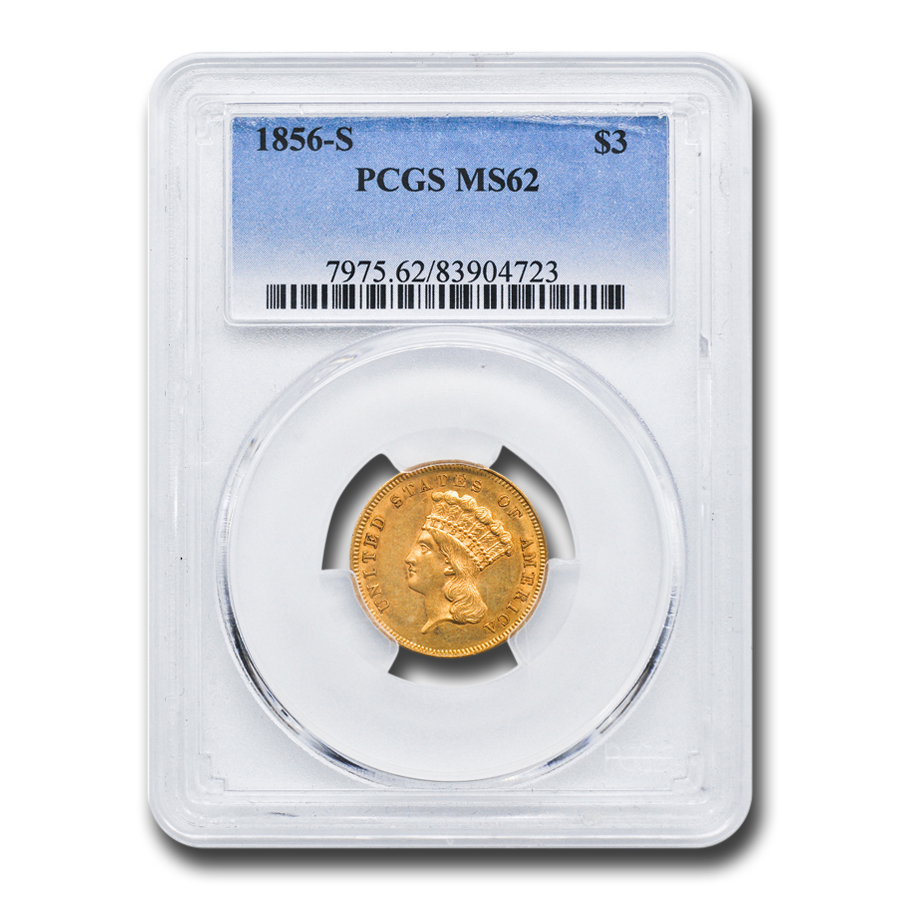 Buy 1856-S $3 Gold Princess MS-62 PCGS