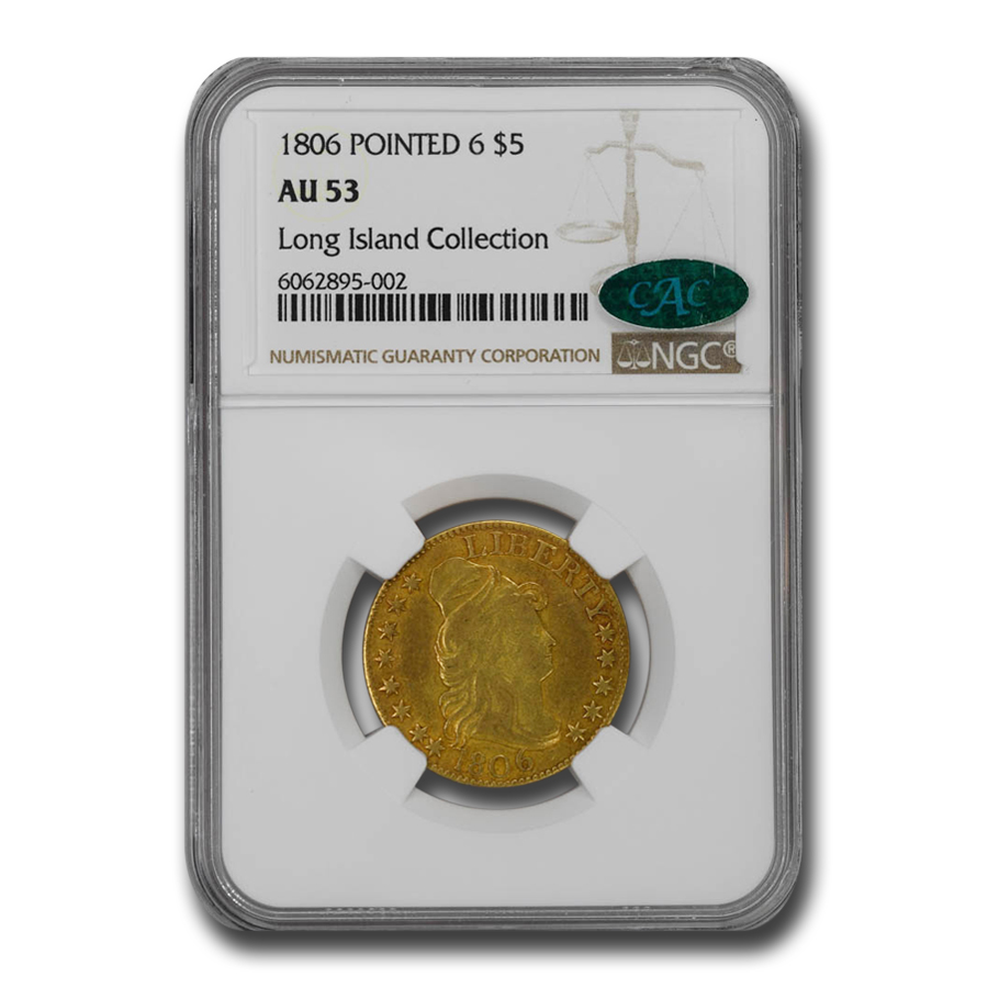 Buy 1806 $5 Capped Bust Gold Half Eagle AU-53 NGC CAC (Pointed 6)
