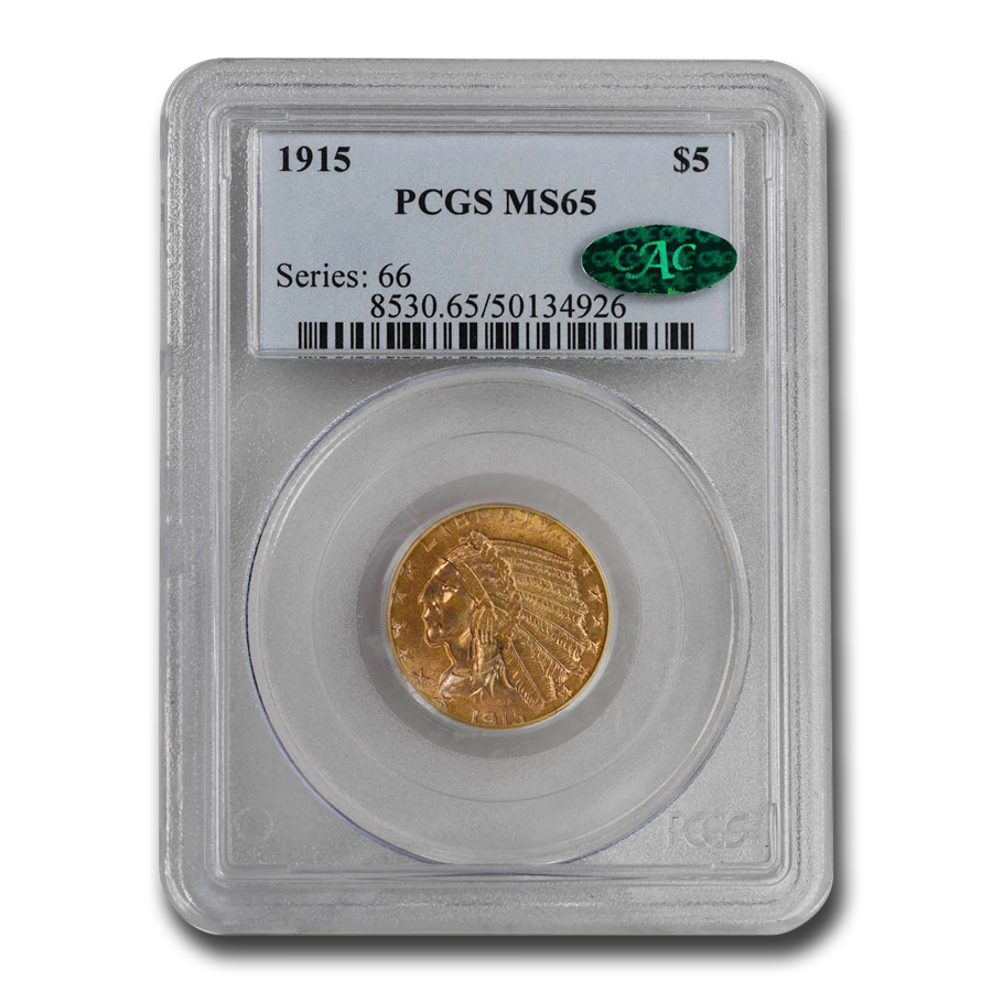 Buy 1915 $5 Indian Gold Half Eagle MS-65 PCGS CAC