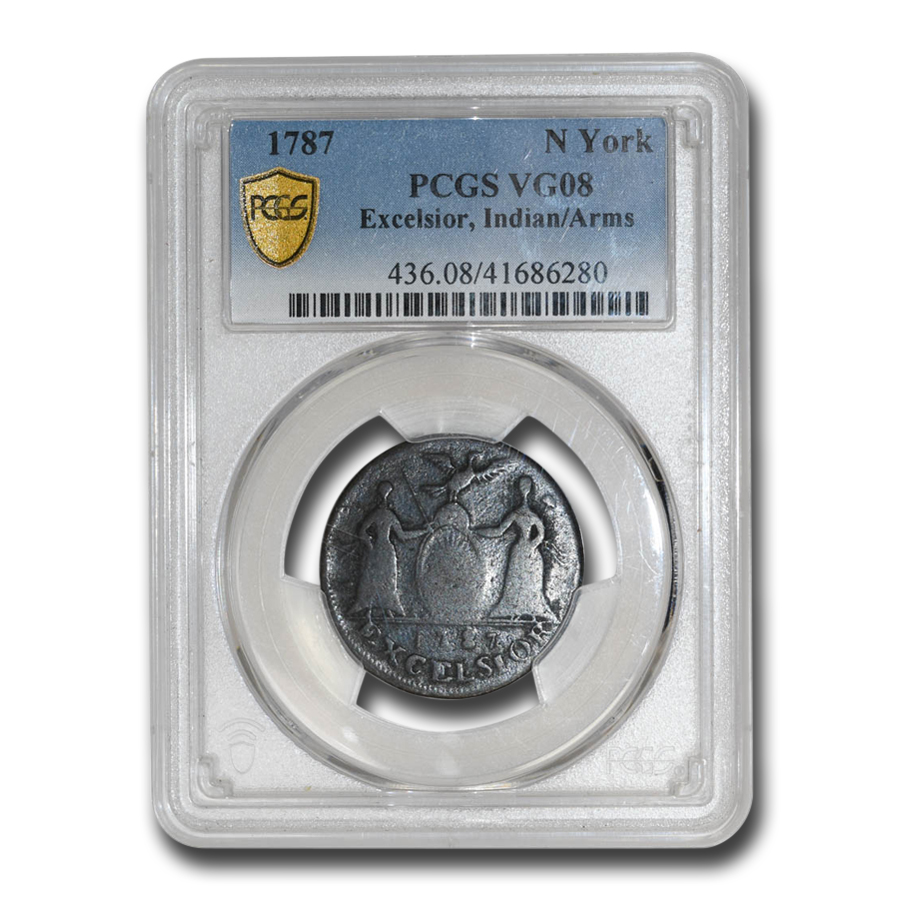 Buy 1787 New York Excelsior, Indian/Arms VG-8 PCGS
