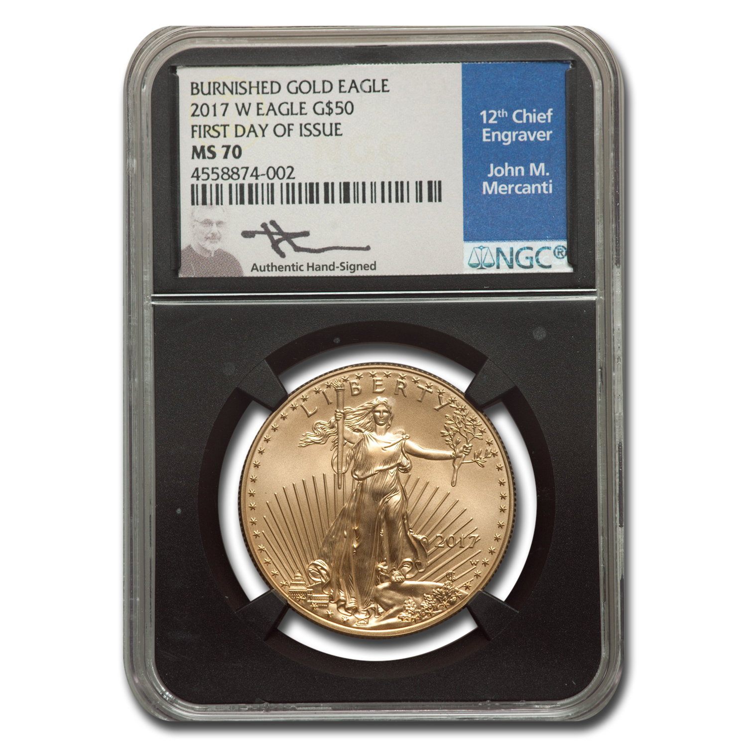 Buy 2017-W 1 oz Burnished Gold Eagle MS-70 NGC (FDI, Mercanti)