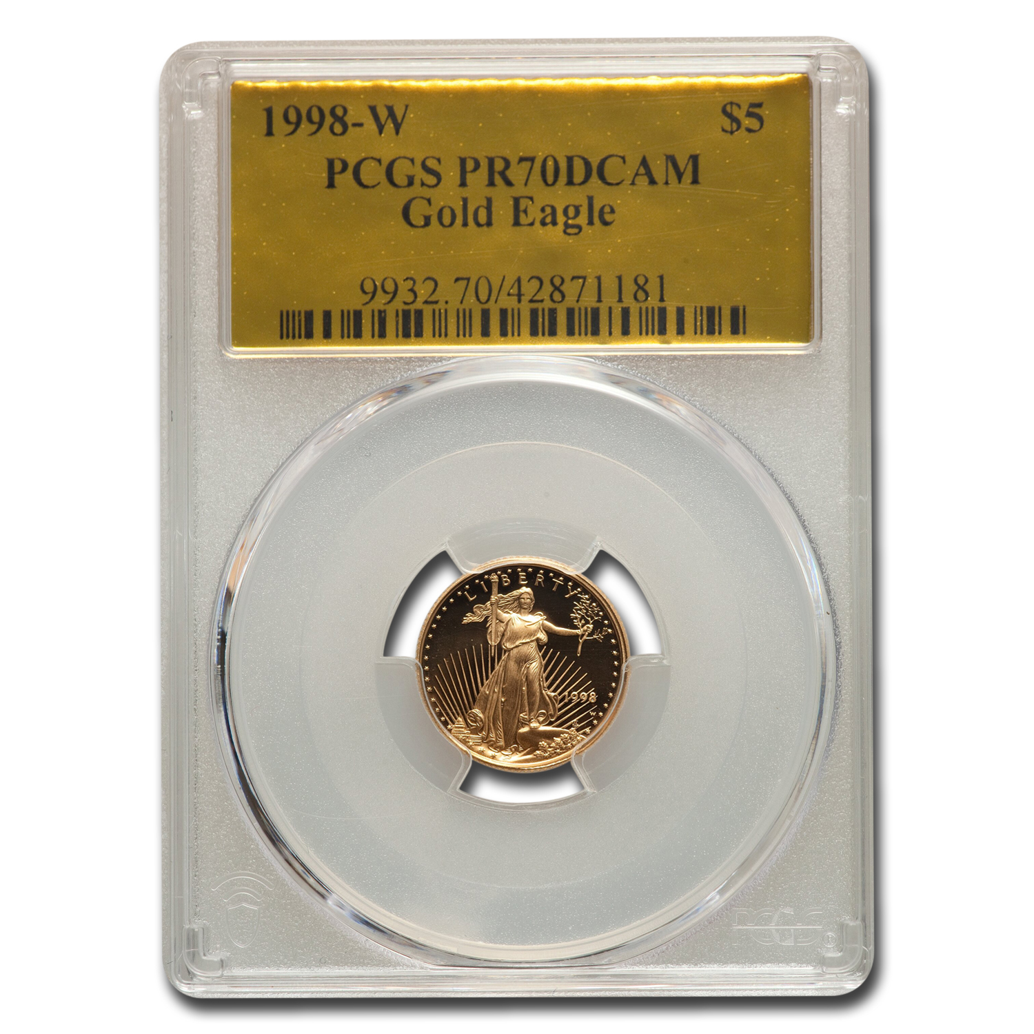 Buy 1998-W 1/10 oz Proof American Gold Eagle PR-70 PCGS (Gold Foil)