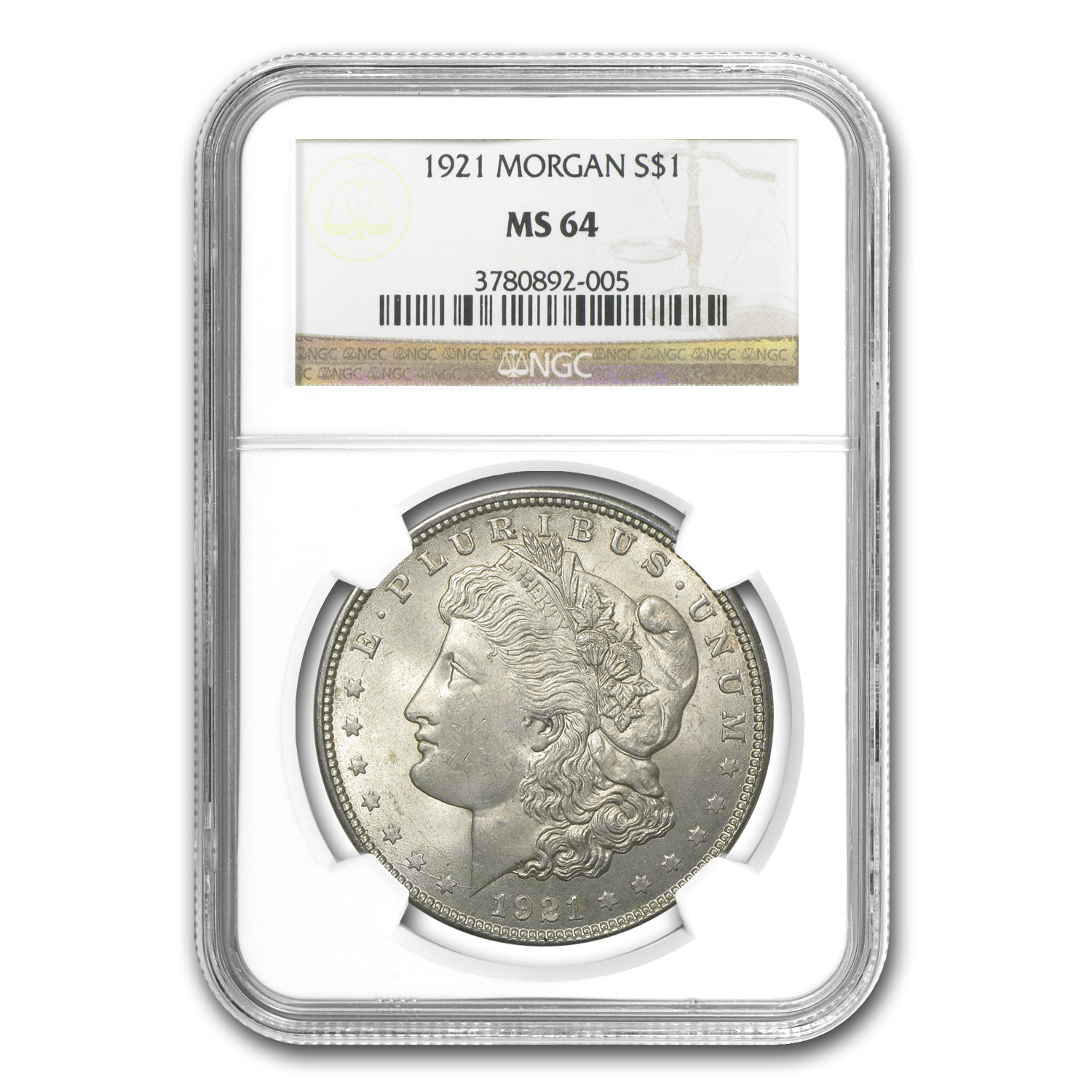 Shop this 1921 Morgan Dollar MS-64 NGC graded coin online