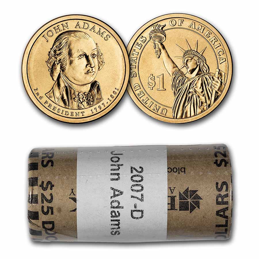 Buy 2007-D John Adams 25-Coin Presidential Dollar Roll