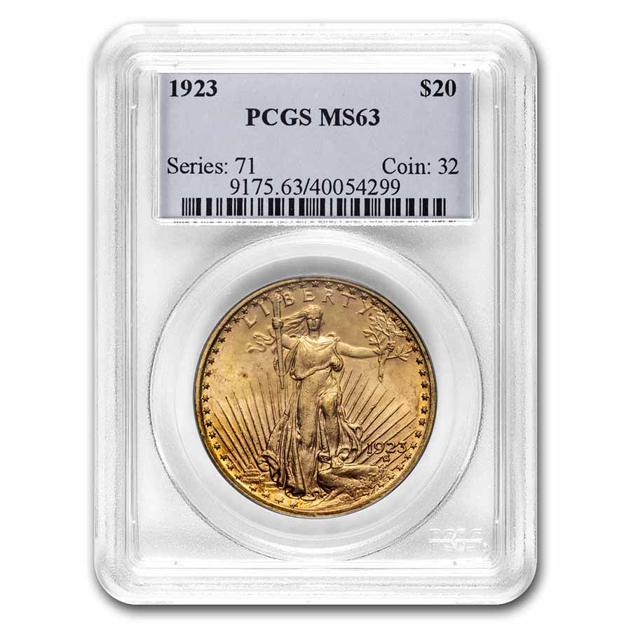 Buy 1923 $20 Saint-Gaudens Gold Double Eagle MS-63 PCGS