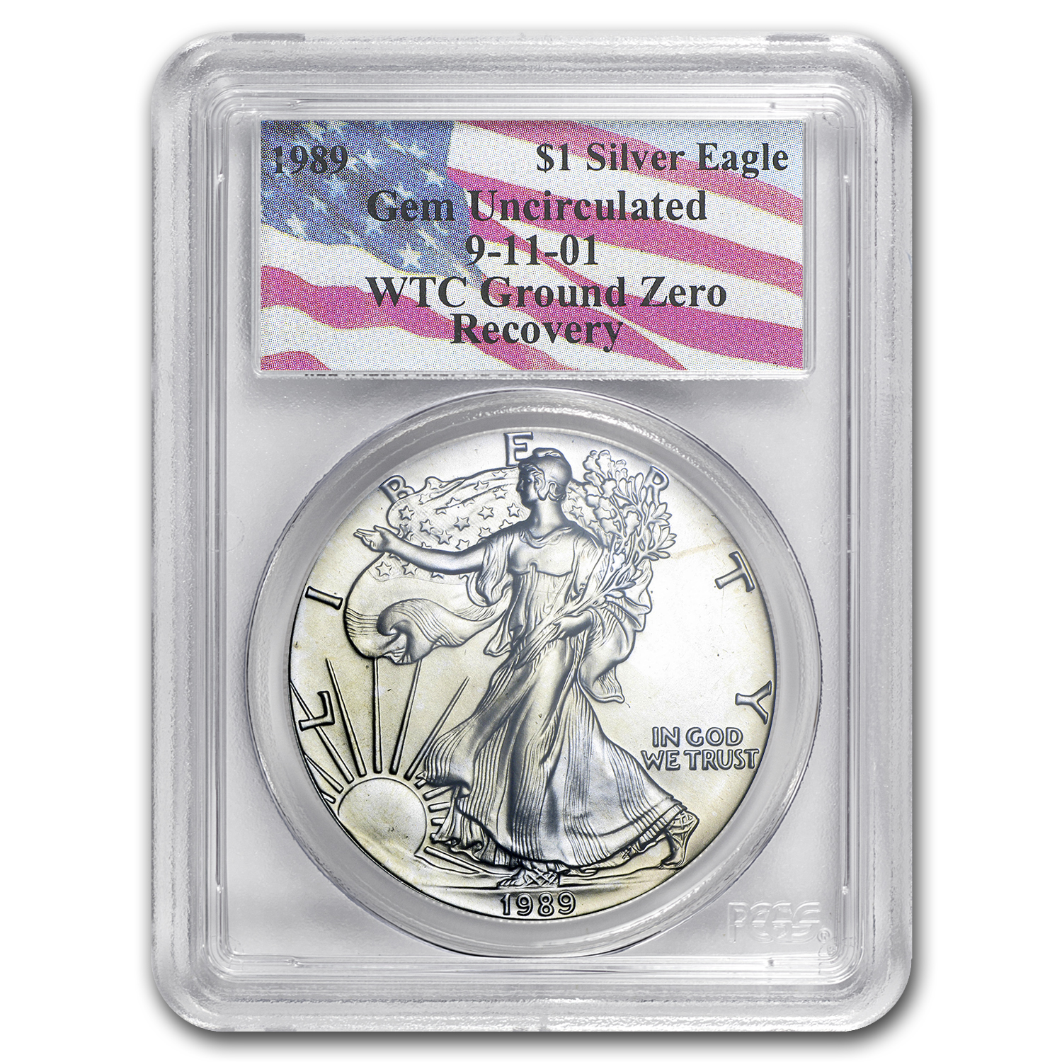 Buy 1989 American Silver Eagle Gem Unc PCGS (World Trade Center)