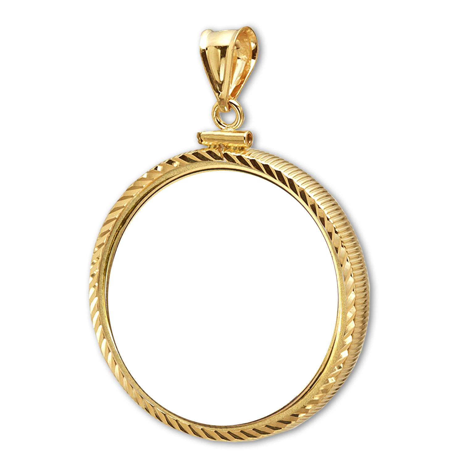 Buy 14K Gold Screw-Top Diamond-Cut Coin Bezel - 16 mm