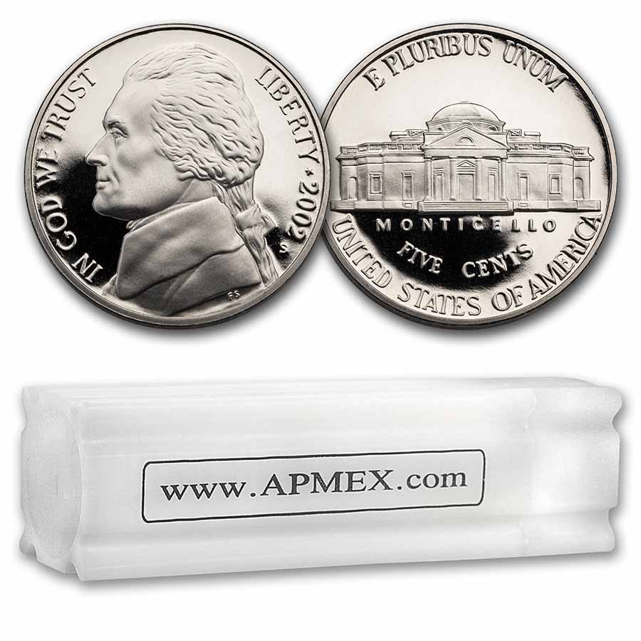 Buy 2002-S Jefferson Nickel 40-Coin Roll Proof