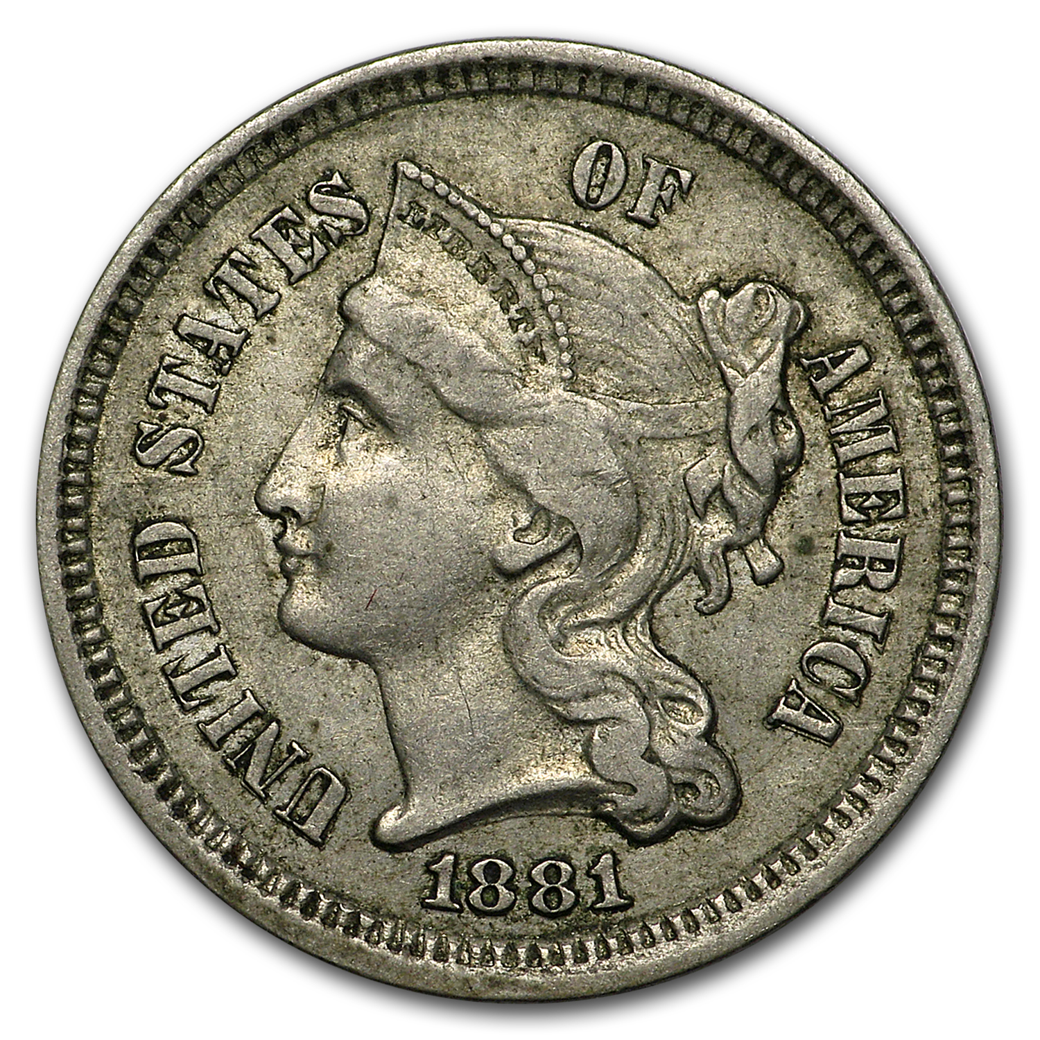 Buy 1881 3 Cent Nickel XF