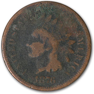 Buy 1876 Indian Head Cent Good (Cleaned, Corroded or Dmgd)