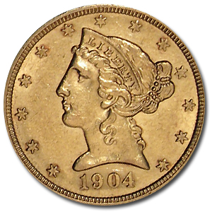 Buy 1904 $5 Liberty Gold Half Eagle AU - Click Image to Close