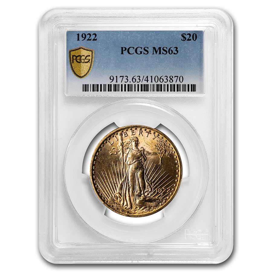 Buy 1922 $20 Saint-Gaudens Gold Double Eagle MS-63 PCGS