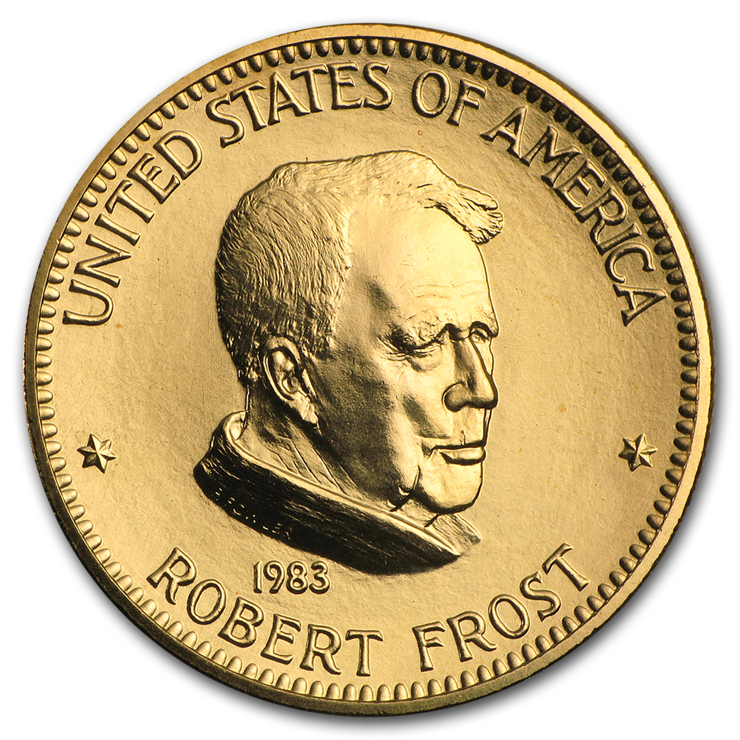 Buy U.S. Mint 1 oz Gold Commemorative Arts Medal Robert Frost - Click Image to Close