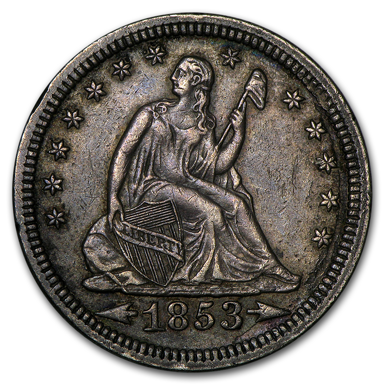 Buy 1853 Liberty Seated Quarter w/Arrows & Rays XF