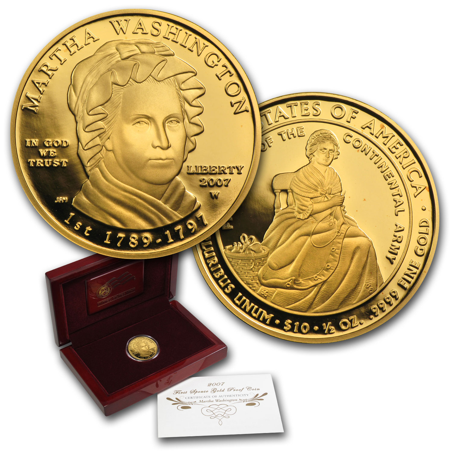 Buy 2007-W 1/2 oz Proof Gold Martha Washington (w/Box & COA) - Click Image to Close