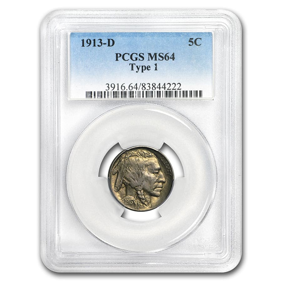 Buy 1913-D Buffalo Nickel Type-I MS-64 PCGS