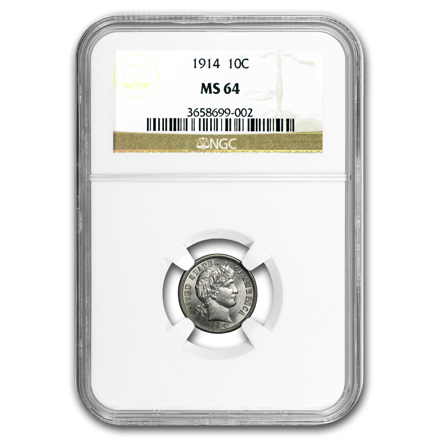 Buy 1914 Barber Dime MS-64 NGC