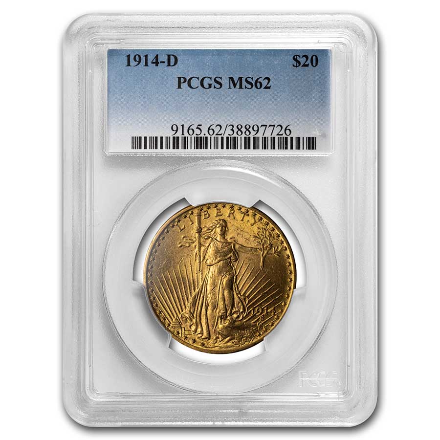 Buy 1914-D $20 Saint-Gaudens Gold Double Eagle MS-62 PCGS