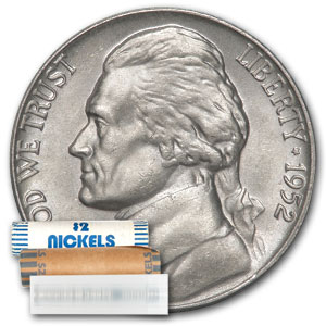 Buy 1952 Jefferson Nickel 40-Coin Roll BU