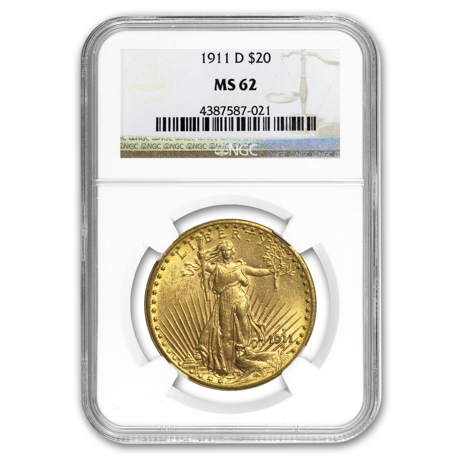 Buy 1911-D $20 Saint-Gaudens Gold Double Eagle MS-62 NGC