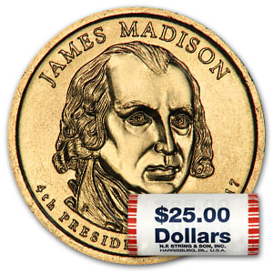 Buy 2007-D James Madison 25-Coin Presidential Dollar Roll
