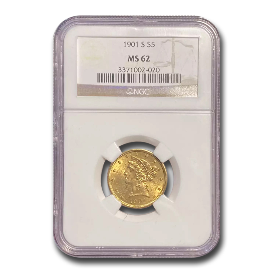 Buy 1901-S $5 Liberty Gold Half Eagle MS-62 NGC - Click Image to Close