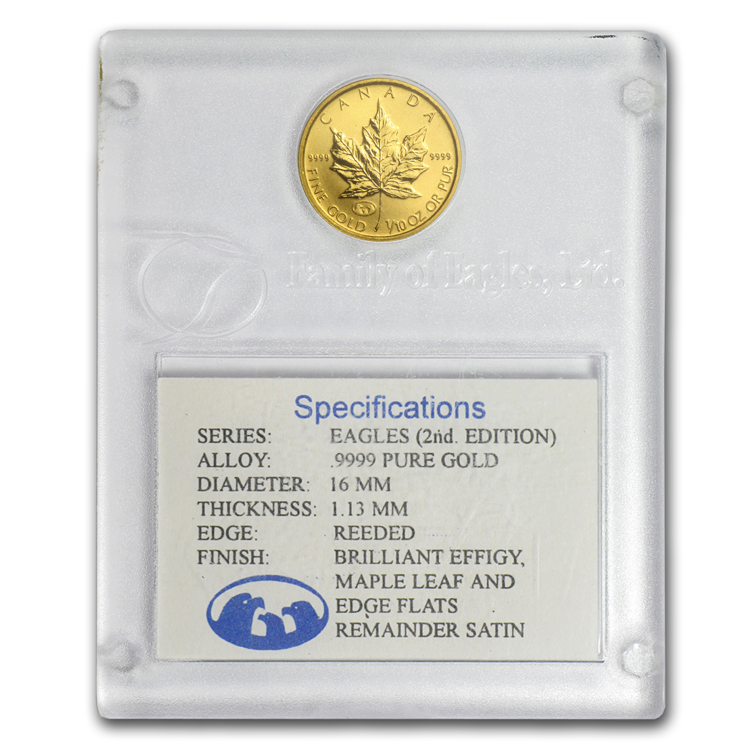 Buy 1998 CAN 1/10 oz Gold Maple Leaf BU Eagles Assay - Click Image to Close