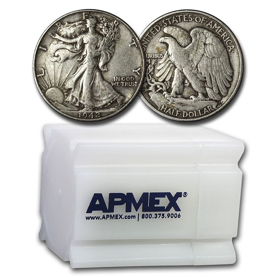 Buy 1942 Walking Liberty Halves 20-Coin Roll XF